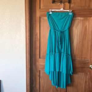 Turquoise strapless cotton dress MED